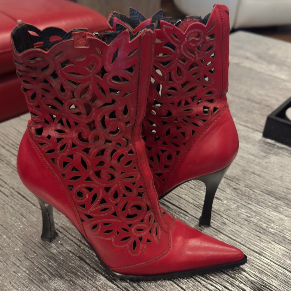 Women’s Red Leather Boots